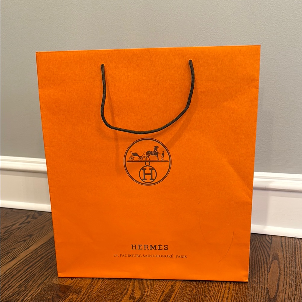 Hermes Orange Brown Large Empty Paper Shopping Gift Bag